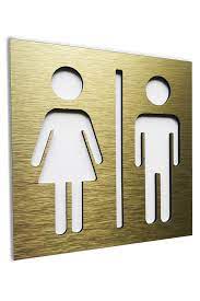 Gold Aluminium Male And Female Bathroom Sign Wc Square Signage Restroom 4 7 X 4 7 Plaque Bathroom Signs Washroom Signage Minimalist Layout