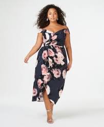 Trendy Plus Size Off The Shoulder Floral Print Dress 149 00 Softly Printed Florals Pair With A Flattering Faux Wrap Silhou City Chic City Chic Dresses Dresses