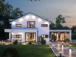 Modernes Fertighaus Mit Buro Anbau Haus Concept M 166 Bien Zenker Einfamilienhaus Bauen Mit Satteldach Hauseingan Modernes Haus Aussen Haus Haus Ideen Aussen