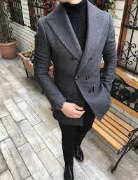 Terziademaltun Michail Score Erkek Kislik Kasmir Kase Koyu Gri Kaban Monto T2912 1 Mens Outfits Suit And Tie Mens Fashion Suits