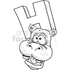 Alphabet Letters Clipart Black And White White Letter H With Hippo Clipart Royalty Free Clipart 373550 Alphabet Coloring Pages Clip Art Alphabet Coloring