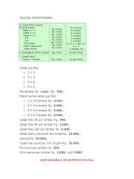 Misal harga cetak 750 jumlah 1 lembar maka akan dihitung 1000 harga diatas adalah harga. Harga Digital Photo Print Warnet Pdf
