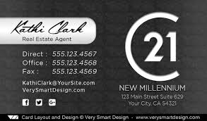 The front features the company logo on a purple background, and the back includes the realtor. Century 21 Business Cards New C21 Logo For Real Estate 18d White And Dark Gray