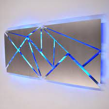 Luxsway picture light wireless battery operated remote control lights heads rotatable 180 degree auto off time preset dimmable brass battery operated picture wall light | iconic lights. Fracture Lighted Metal Wall Art Sculpture With Led Color Changing Li Dv8 Studio
