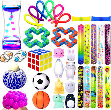 Fidget sensory toys for for autism, adhd. Amazon Com Rosykidz Bundle Sensory Fidget Toys Set 36 Pcs Stress Relief And Anti Anxiety Fidget Toy Pack For Kids And Adults Liquid Motion Timer Flippy Chain Squeeze Balls Mochi Squishy Toy