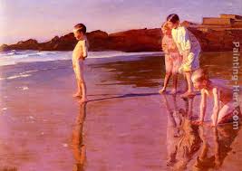 Acrylic paints doesn't need to add water. Benito Rebolledo Correa Children On The Beach At Sunset Valencia Painting Anysize 50 Off Children On The Beach At Sunset Valencia Painting For Sale
