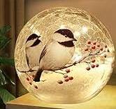 Glass Ball Light Birds Pattern Crackle Warm White Night Lamp ...