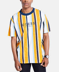 Black And Yellow Striped Shirt Mens Guess Originals Men S Striped Logo T Shirt Golden Sun Mens Tshirts Striped Tee Clothes
