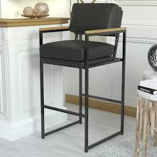 Nixie schoss es auf den tresen.: Kyla Designer Bar Stuhl Schwarz Leder Bar Hocker Theken Tresen Stahl