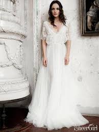 Tea length dresses for older brides. Short Sleeve Boho Wedding Dresses Ivory Lace Chiffon Rustic Wedding Sheergirl