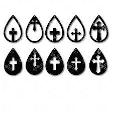 Download Cross Teardrop Earring Svg Dxf