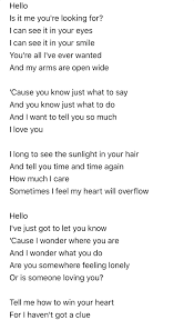 I Want To Tell You So Much I Love You Lyrics Hello Lionel Richie Hello Lyrics Lionel Richie Lyrics Hello Lionel Richie