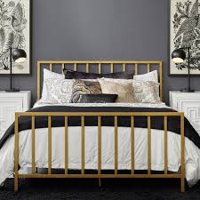 This low, wide platform bed is built with tubed metal. Slat Style Brushed Gold Metal Bed Queen By Pulaski Furniture Furniturepick