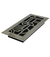 Art Deco Design 4x10 Solid Brass Floor Register Brushed Nickel Available In Aluminum Floor Registers Mobile Home Parts Wood Doors Interior