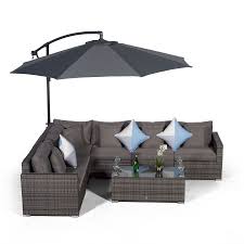 Don't worry if space is tight: Havana L Shape Modular 6 Seat Rattan Corner Sofa Set With Large Coffee Table Grey