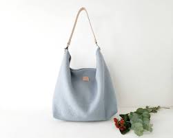 Light Blue Shoulder Bag Large Hobo Handbag Wool Slouchy Hobo Etsy