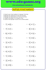 Free Worksheets For Practicing Multiplication With Mixed Fractions Fractions Worksheets Multiplying Fractions Worksheets Fractions