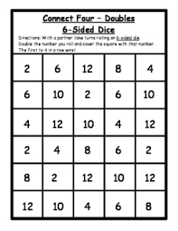 Math dice games amp worksheets teachers pay teachers. Math Games Connect Four Doubles Dice Game 6 Sided Dice Math Dice Games