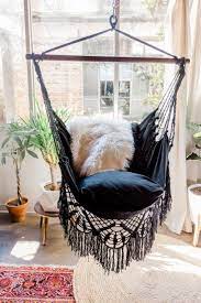 black crochet fringe hammock chair boho hammock chair etsy hanging chair living room living room decor furniture boho chair