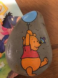 Winnie The Pooh Balloon Painted Rock Balloon Painting Painted Rocks Painted Rock Animals