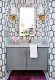 Bathroom Decorating Ideas Powder Room With Floating Vanity And Geometric Wallpaper By Jennifer Barron In Elegant Bathroom Bathroom Wallpaper Bathroom Interior