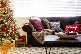 Christmas Home Tour 2015 Yellowblissroad Com Christmas Decorations Living Room Christmas Sofa Brown Couch Decor