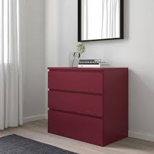 Malm Kommode Mit 3 Schubladen Dunkelrot 80x78 Cm Ikea Deutschland Malm Kommode Ikea Ikea Malm Kommode