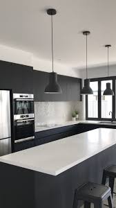 Black And White Bench Black And White Kitchen Bosch Appliances Absolute Matte Black Laminex Cupboards White Kitchen Black Appliances Black Appliances Kitchen White Modern Kitchen