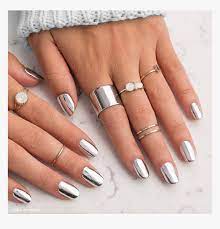 The grey and silver color combo is so stylish and easy to wear. Chrome Silver Metallic Nails Hd Png Download Kindpng