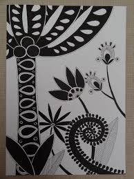 Dessin Graphique Zentangle Noir Et Blanc Paysage Foret A4 Dessins Par Fleur De Pluie Dessin Africain Dessin Noir Et Blanc Dessin