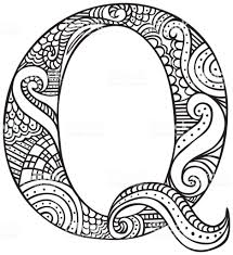 Hand Drawn Capital Letter Q In Black Coloring Sheet For Adults Coloring Letters Coloring Sheets How To Draw Hands