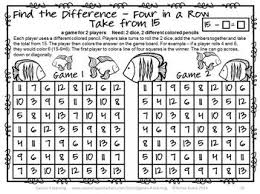 Find The Difference Four In A Row Take From 15 Subtraction Games No Prep Pairs And Trios By Games 4 Learning Learning Math Games Math Subtraction Subtraction