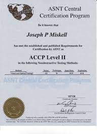 .society for nondestructive testing, inc. Asnt Level Ll Cerfificate