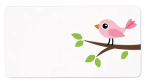 Bird Sitting On Branch Cute Pink Bird On Branch Blank Label Zazzle Com Pink Bird Bird On Branch Diy Labels