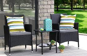 High quality uv light resistant and weatherproof rattan. Buy Baner Garden 3 Pieces Outdoor Furniture Complete Patio Cushion Pe Wicker Rattan Garden Dining Set Full Black Online In Vietnam B01892z2k8