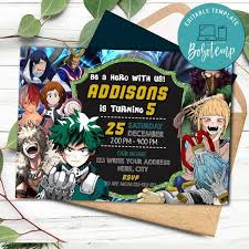 Maybe you would like to learn more about one of these? Editable My Hero Academia Party Invites Instant Download Bobotemp