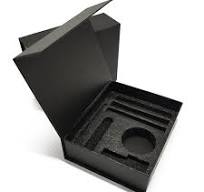 Silver Foil Printed Black Handmade Luxury Rigid Paper Matt Cardboard Simple  Magnetic Closure Cosmetic Products Gift Box With EVA