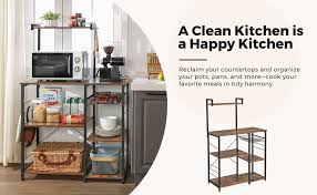 Check spelling or type a new query. Vasagle Baker S Rack Coffee Station Microwave Oven Stand Kitchen Shelf With 6 S Hooks Ukks35x Amazon Ca Home