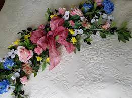 Floral Swag Home Decor Over Door Picture Wall Hanging Dogwood Etsy In 2021 Floral Swag Hanging Flower Wall Vine Decoration