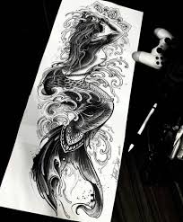 Black And White Mermaid Sleeve Tattoo By Andrefelipetattoos Sketch Sketching Sketchtattoo Tattoo Tattooart Tattoodesign Mermaid Tattoos Mermaid Sleeve Tattoos Mermaid Tattoo Designs