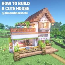 This is a traditionally styled suburban house made mostly of wood planks. Cute House By Timandmarutchi Cute Minecraft Houses Minecraft Cottage Minecraft Houses