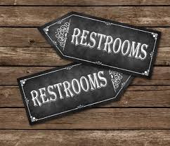 Chalkboard Printable Restroom Sign To Help Your Guests Find Their Way To The Bathroom This Classically Bathroom Signs Powder Room Signs Wedding Restroom Sign