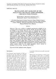 Hence their interest in nubian art. Pdf Translation And Validation Of The Malay Post Traumatic Stress Disorder Checklist For Civilians Rafidah Bahari And Ismail Saiboon Academia Edu
