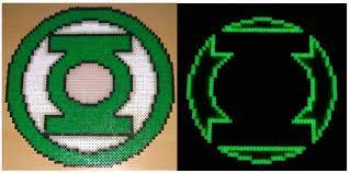 Green Lantern Glowing Logo Perler Beads By Ouatsavior Bead Art Perler Beads Green Bead