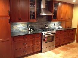 Backsplash And Cherry Cabinets Kitchen Remodel Cherry Cabinets Slate Backsplash Simple Kitchen Remodel Affordable Kitchen Remodeling Kitchen Remodel Cost