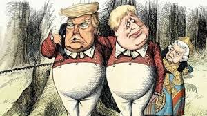 Jeremy corbyn just used the perfect meme to attack boris johnson's 25 minute flight in private jet. Donald Trump And Boris Johnson As Tweedledum And Tweedledee Kcrw