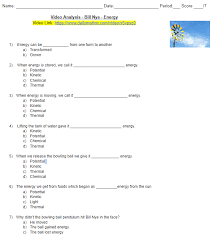 These two differentiated video guides worksheets bill nye: Video Analysis Bill Nye Energy Ms Ps3 Google Form And Doc Made By Teachers