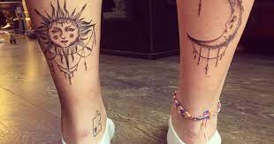 Bohemian Sun And Moon Calf Tattoos Ink For Girls Cute Tattoo Calf Tattoo Calf Tattoos For Women Cute Tattoos