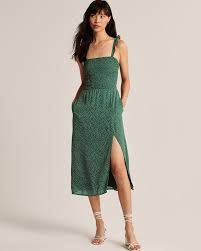 Womens Smocked Midi Dress Womens New Arrivals Abercrombie Com In 2020 Womens Midi Dresses Fashion Fashion Dresses