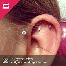 Industrial Strength On Instagram Here Is A Triple Ear Piercing That Bob From Insightstudios In Chicago Il Did For Triple Ear Piercing Ear Piercings Piercing